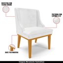 Ver imagem 4 de Kit 3 Cadeiras Decorativas Sala de Jantar Base Fixa de Madeira Firenze PU Branco Brilho/Castanho G19