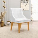 Ver imagem 2 de Kit 3 Cadeiras Decorativas Sala de Jantar Base Fixa de Madeira Firenze PU Branco Brilho/Castanho G19
