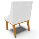 Ver imagem 6 de Kit 3 Cadeiras Decorativas Sala de Jantar Base Fixa de Madeira Firenze PU Branco Brilho/Castanho G19