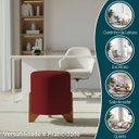 Ver imagem 4 de Kit 2 Puffs Decorativos Eloah Suede Redondo Assento Extra para Sala Quarto Pufe com Pés de Madeira