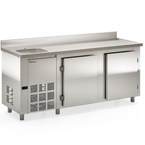 Balcão de Encosto 2 Portas e 1 Pia 556 Litros GBFE200CE Inox Gelopar 220V