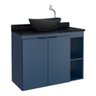 Gabinete Para Banheiro Com Tampo Em Granito Aster 80 Azul - 1