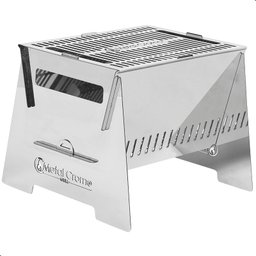 Mini Churrasqueira Grill Portatil P/camping Inox a Carvão Fs - 1