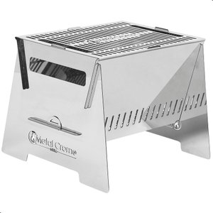 Mini Churrasqueira Grill Portatil P/camping Inox a Carvão Fs