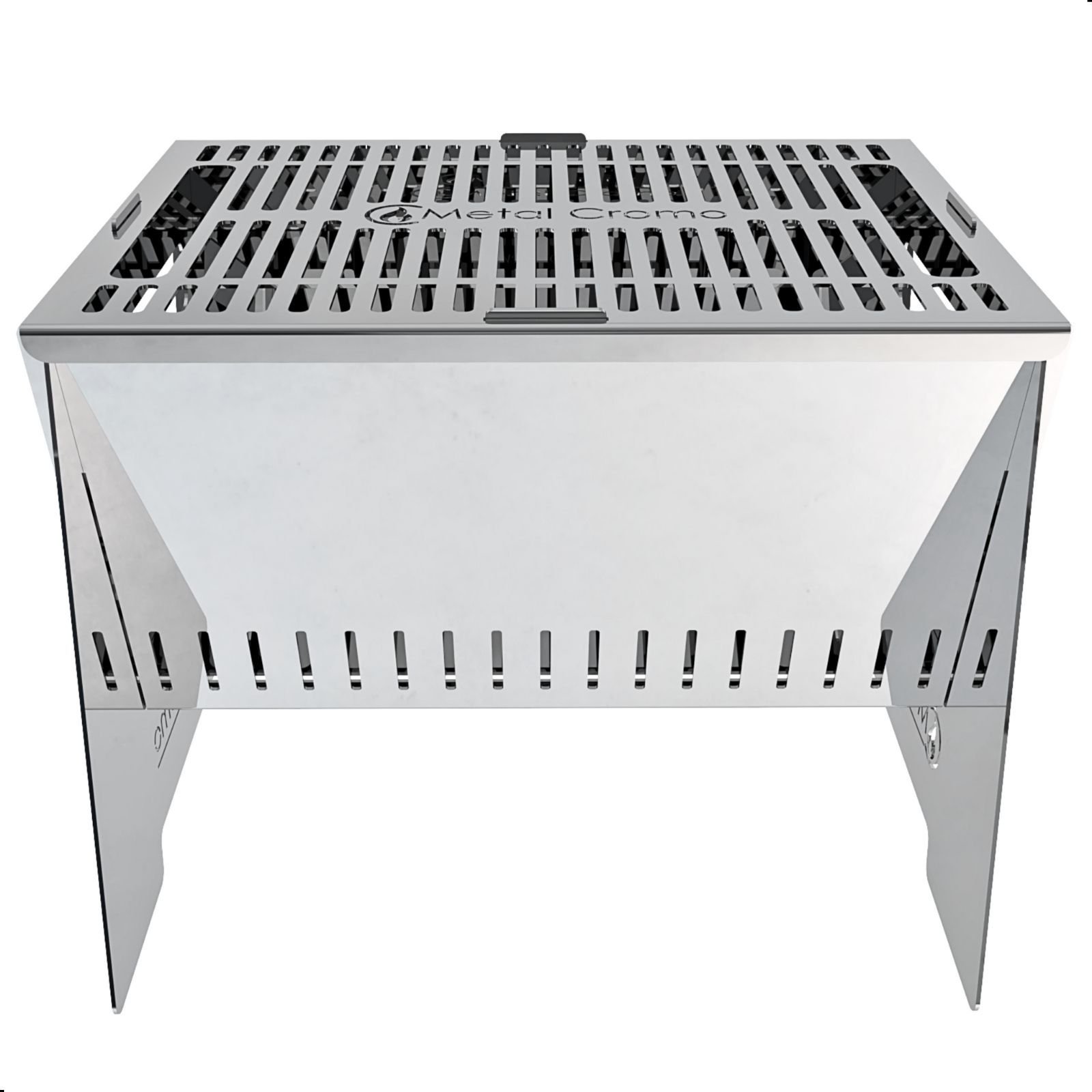 Mini Churrasqueira Grill Portátil Camping Inox a Carvão Fs - 3