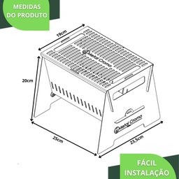 Mini Churrasqueira Grill Portatil P/camping Inox a Carvão Fs - 8
