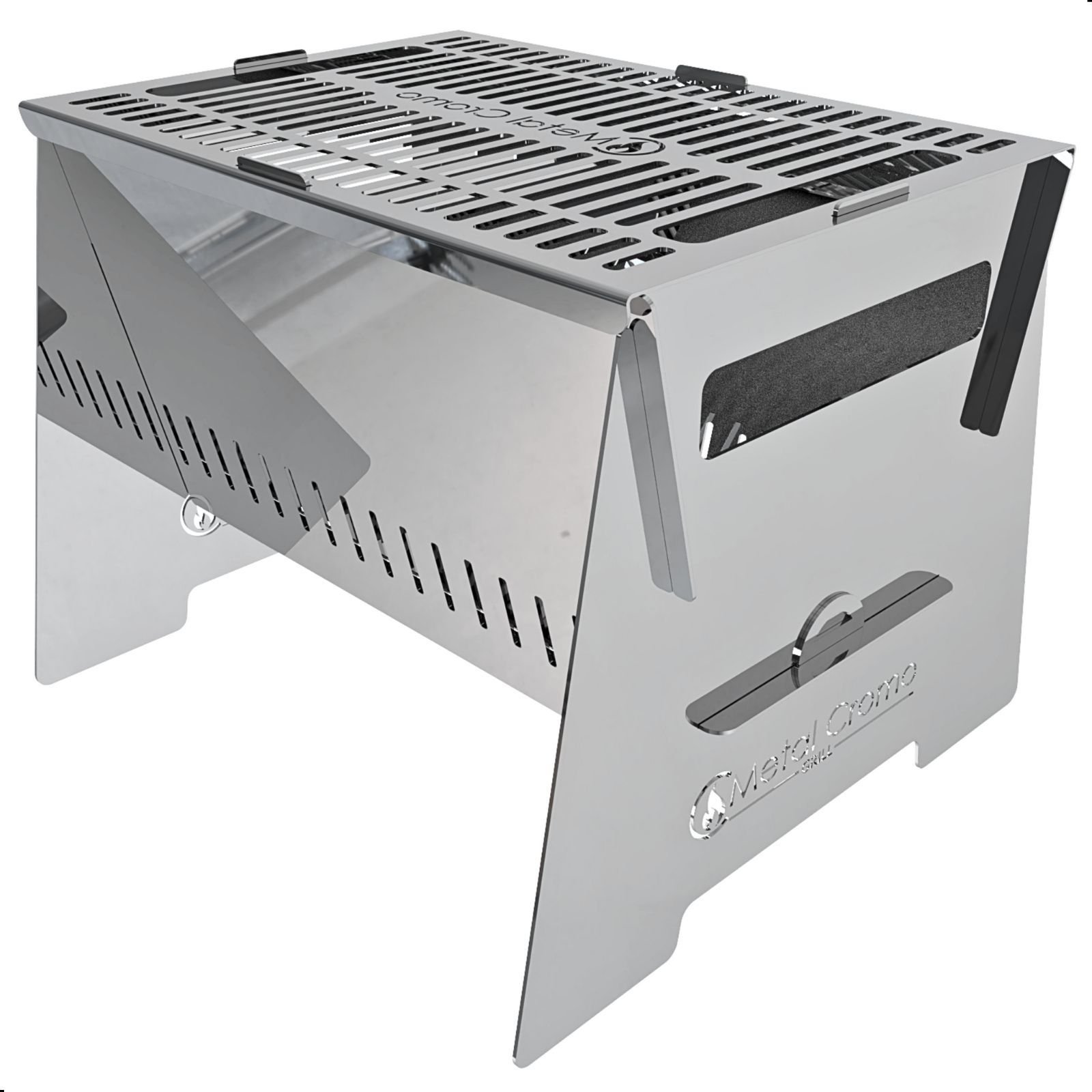 Mini Churrasqueira Grill Portátil Camping Inox a Carvão Fs - 2