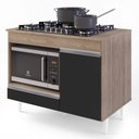 Ver mais imagens de Balcão Multiuso para Cooktop 4 Bocas Georgia Castanho/preto - Lumil Móveis
