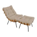 Ver imagem 1 de Kit Poltrona Costela de Adão com Puff - Linho Bege Claro