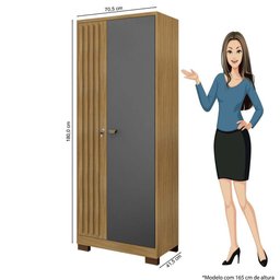 Guarda Roupa Lexa 2 Portas com Chave Cor Carvalho e Grafite - Incorplac - 3