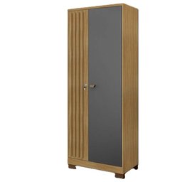 Guarda Roupa Lexa 2 Portas com Chave Cor Carvalho e Grafite - Incorplac - 1