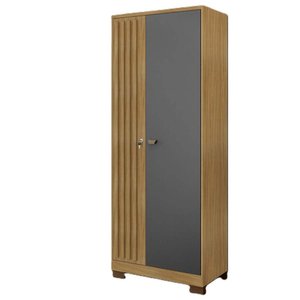 Guarda Roupa Lexa 2 Portas com Chave Cor Carvalho e Grafite - Incorplac