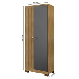 Guarda Roupa Lexa 2 Portas com Chave Cor Carvalho e Grafite - Incorplac - 7