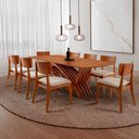 Ver imagem 1 de Conjunto Sala de Jantar Mesa Venus Tampo 220cm Laminado Barril e 8 Cadeiras Viena Gold