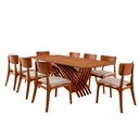 Ver imagem 2 de Conjunto Sala de Jantar Mesa Venus Tampo 220cm Laminado Barril e 8 Cadeiras Viena Gold