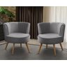 Kit 2 Poltronas Para Sala Decorativa Isa Suede Cinza Adonai Estofados - 1