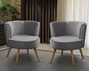 Ver imagem 1 de Kit 2 Poltronas Para Sala Decorativa Isa Suede Cinza Adonai Estofados
