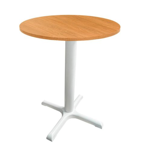 Mesa Ômega Ferro Branco 74 Cm (alt) Base em X Tampo Mdp Redondo Samba 80 Cm (larg) X 2,50 Cm (alt)