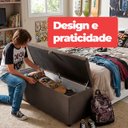 Ver imagem 5 de Recamier Baú Berlim Veludo Marrom Casal 1,30m Estofado Pés PVC Preto