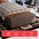Ver imagem 4 de Recamier Baú Berlim Veludo Marrom Casal 1,30m Estofado Pés PVC Preto