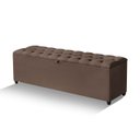 Ver imagem 2 de Recamier Baú Berlim Veludo Marrom Casal 1,30m Estofado Pés PVC Preto