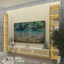 Ver mais imagens de Estante Home para TV até 85 Polegadas Ripado com LED e Vidro Reflecta 100% MDF 250CMX310CM Supremo Native Off White