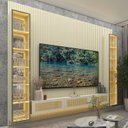 Ver imagem 1 de Estante Home para TV até 85 Polegadas Ripado com LED e Vidro Reflecta 100% MDF 250CMX310CM Supremo Native Off White
