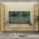 Ver imagem 7 de Estante Home para TV até 85 Polegadas Ripado com LED e Vidro Reflecta 100% MDF 250CMX310CM Supremo Native Off White