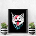Ver imagem 2 de Quadro Decorativo Gato Do Rock 45x34cm - com vidro:Madeira branca
