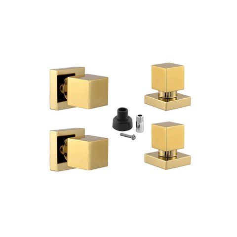 Kit 4 Acabamento Chuveiro Quadrado Dourado Brilhante Padrão Docol