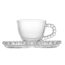 Ver imagem 4 de Conjunto 4 Xícaras de Café de Cristal com Pires Coração Pearl 85ml