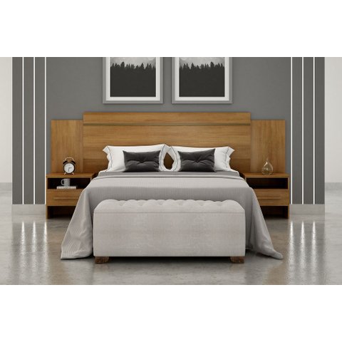 Cabeceira Cama Box Casal Royal com 2 Mesa de Cabeceira Nh Rei de Casa Cumaru