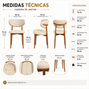 Ver imagem 6 de Cadeira de Jantar Alice Estofada Base Amadeirada Cor Creme para Sala de Jantar e Cozinha