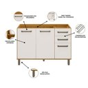 Ver imagem 3 de Balcao para Pia 3p 2g 120 Cm Cria J00157 Freijo Off White Pln