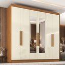 Ver imagem 1 de Guarda-Roupa Casal com Espelho 6 Portas 2 Gavetas Paris Bege/Cinamomo/Off White