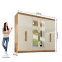 Ver imagem 3 de Guarda-Roupa Casal com Espelho 6 Portas 2 Gavetas Paris Bege/Cinamomo/Off White