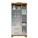 Ver imagem 2 de Guarda Roupa Peroba Clara 3 Portas 2 Gavetas Branco Amêndoa