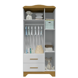 Guarda Roupa Peroba Clara 3 Portas 2 Gavetas Branco Amêndoa - 2