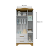 Guarda Roupa Peroba Clara 3 Portas 2 Gavetas Branco Amêndoa - 4