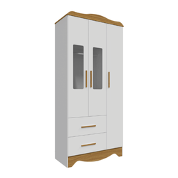Guarda Roupa Peroba Clara 3 Portas 2 Gavetas Branco Amêndoa - 1