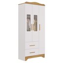 Ver imagem 5 de Guarda Roupa Peroba Clara 3 Portas 2 Gavetas Branco Amêndoa