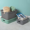 Ver imagem 6 de Kit 2 Caixas Organizadoras 32 Litros com Tampa Cesto para Brinquedos Chumbo