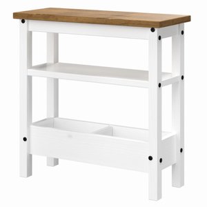 Mesa Lateral em Madeira Maciça Branco Lavado
