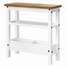 Mesa Lateral em Madeira Maciça Branco Lavado - 1