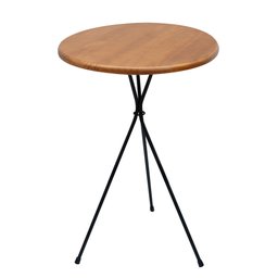 Mesa Apoio Lateral Sala Redonda Pé Metal 60cm Madeira Maciça Mesinha - 3