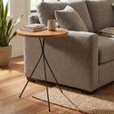 Ver imagem 1 de Mesa Apoio Lateral Sala Redonda Pé Metal 60cm Madeira Maciça Mesinha