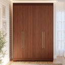 Ver imagem 1 de Guarda-Roupa Solteiro 4 Portas com Pés 159cm 100% MDF Lumiar Espresso Móveis Marrom/Jequitiba