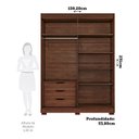 Ver imagem 4 de Guarda-Roupa Solteiro 4 Portas com Pés 159cm 100% MDF Lumiar Espresso Móveis Marrom/Jequitiba