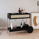 Ver imagem 1 de Carrinho Bar 1 Gaveta 110cm C/ Porta Taças Palhinha Pé Metal Oslo Artesano | Hanover/dourado