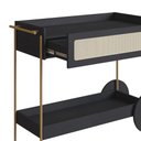Ver imagem 5 de Carrinho Bar 1 Gaveta 110cm C/ Porta Taças Palhinha Pé Metal Oslo Artesano | Hanover/dourado